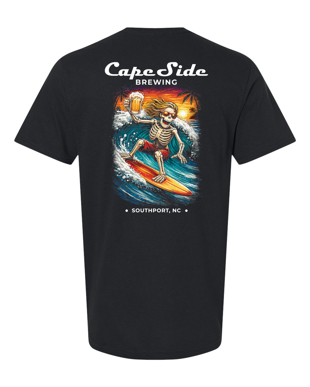 Cape Side Brewing Surfing Skeleton Unisex Softstyle® T-Shirt - 64000