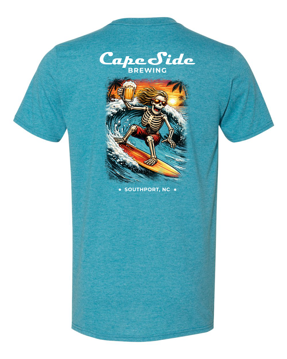 Cape Side Brewing Surfing Skeleton Unisex Softstyle® T-Shirt - 64000